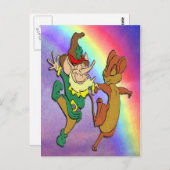 Leprechaun en Mouse Dansend met regenboog Briefkaart (Voorkant / Achterkant)
