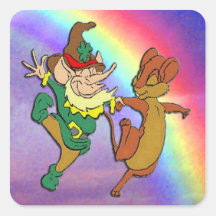 Leprechaun en Mouse Dansend met regenboog