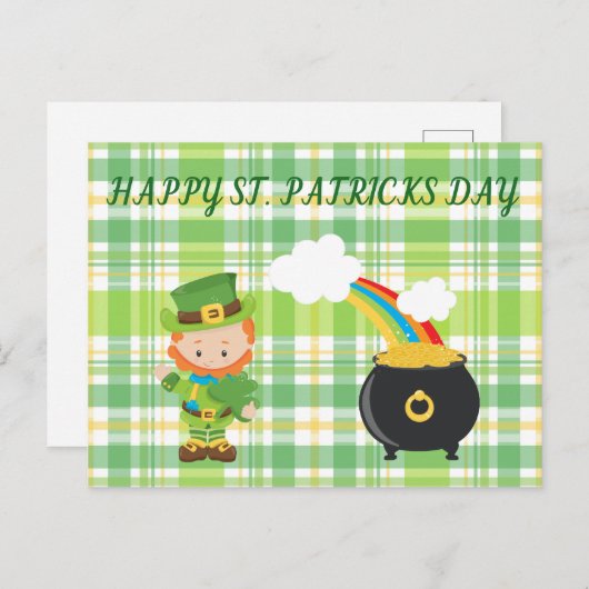Leprechaun en pot met goud. briefkaart (Voorkant / Achterkant)