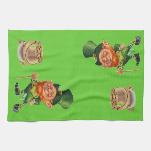 LEPRECHAUN EN POT MET GOUD handdoek (Horizontaal)