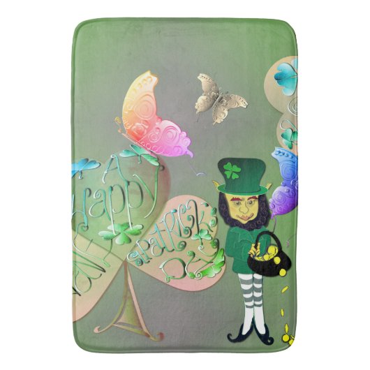 Leprechaun en Shamrock Bath Mat (Voorkant Verticaal)