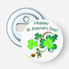 Leprechaun en Shamrock Button Flesopener