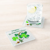 Leprechaun en Shamrock Glazen Onderzetter (Schuin)