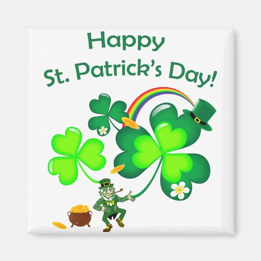 Leprechaun en Shamrock Magneet (Voorkant)