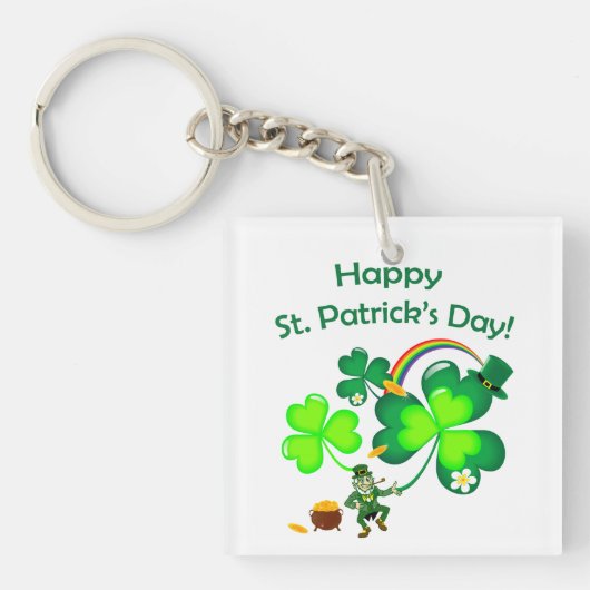 Leprechaun en Shamrock Sleutelhanger (voorkant)