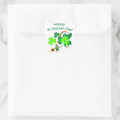 Leprechaun en Shamrock Vierkante Sticker (Tas)