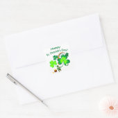 Leprechaun en Shamrock Vierkante Sticker (Envelop)