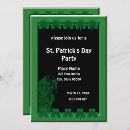 Leprechaun en Shamrocks St. Patrick's Day Party Kaart