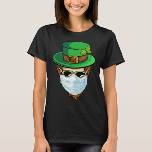 Leprechaun Face Mask Happy St Patrick's Day 2021 M T-shirt (Voorkant)