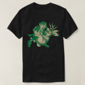 LEPRECHAUN Fighting JACKALOPE Grappig mythologisch T-shirt (Design voorkant)