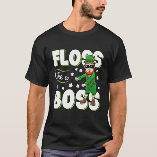 Leprechaun Floss Like A Boss St Patricks Day Boys T-shirt (Voorkant)