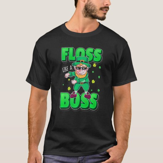 Leprechaun Floss Like A Boss St Patricks Day Boys T-shirt (Voorkant)