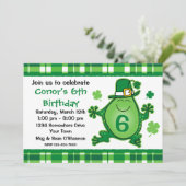 Leprechaun Frog Birthday Party Invitation Kaart (Staand voorkant)