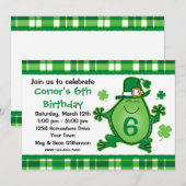 Leprechaun Frog Birthday Party Invitation Kaart (Voorkant / Achterkant)
