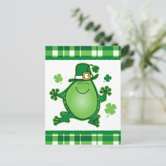 Leprechaun Frog Briefkaart (Staand voorkant)