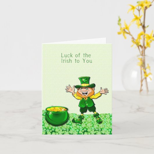 Leprechaun Geluk van de Ierse kaart (Gele Bloem)