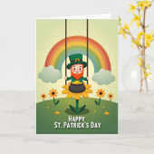 Leprechaun Geluks Vector Kunstkaart Kaart (Gele Bloem)