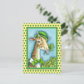 LEPRECHAUN GIRAFFE, COLORFUL ST. PATRICK'S DAG BRIEFKAART (Staand voorkant)