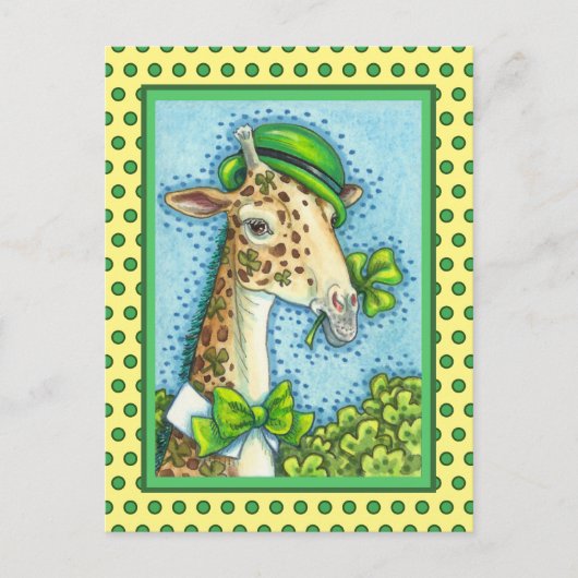 LEPRECHAUN GIRAFFE, COLORFUL ST. PATRICK'S DAG BRIEFKAART (Voorkant)