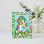 LEPRECHAUN GIRAFFE, COLORFUL ST. PATRICK'S DAG BRIEFKAART (Staand voorkant)