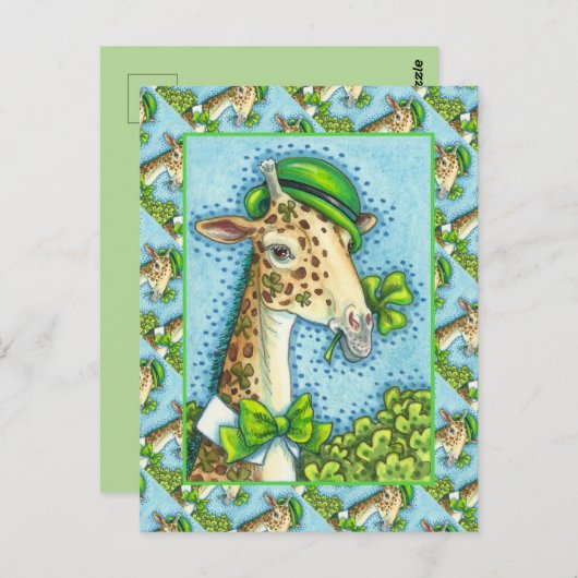 LEPRECHAUN GIRAFFE, COLORFUL ST. PATRICK'S DAG BRIEFKAART (Voorkant / Achterkant)
