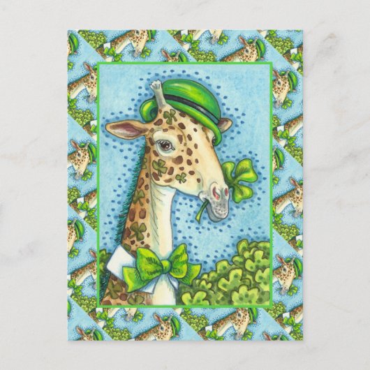 LEPRECHAUN GIRAFFE, COLORFUL ST. PATRICK'S DAG BRIEFKAART (Voorkant)