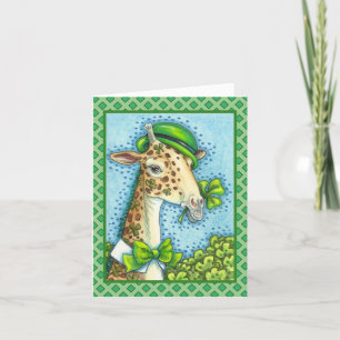 LEPRECHAUN GIRAFFE, COLORFUL ST. PATRICK'S DAG FEESTDAGEN KAART