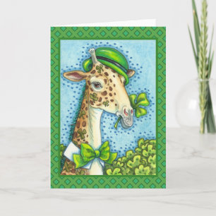 LEPRECHAUN GIRAFFE, COLORFUL ST. PATRICK'S DAG FEESTDAGEN KAART