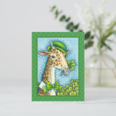 LEPRECHAUN GIRAFFE, COLORFUL ST. PATRICK'S DAG FEESTDAGENKAART (Staand voorkant)