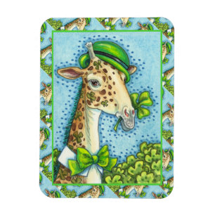 LEPRECHAUN GIRAFFE, COLORFUL ST. PATRICK'S DAG MAGNEET