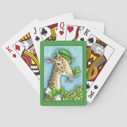 LEPRECHAUN GIRAFFE, COLORFUL ST. PATRICK'S DAG POKERKAARTEN (Achterkant)