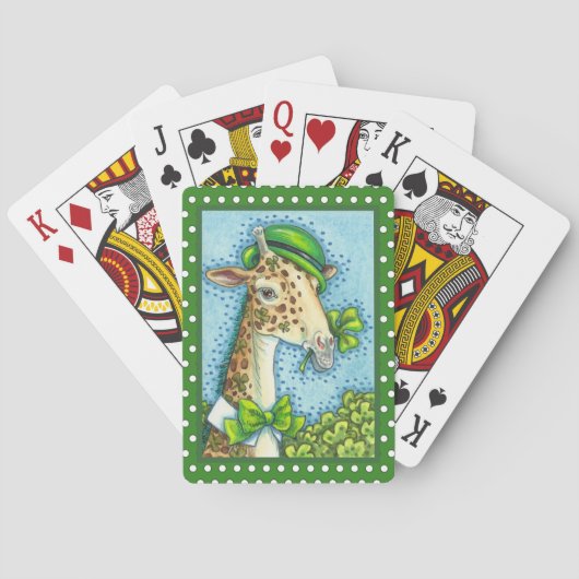 LEPRECHAUN GIRAFFE, COLORFUL ST. PATRICK'S DAG POKERKAARTEN (Achterkant)
