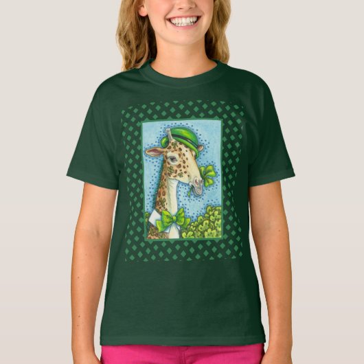 LEPRECHAUN GIRAFFE KLEURRIJKE ST. PATRICK'S DAY LE T-SHIRT (Voorkant)
