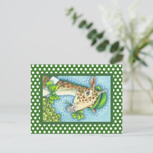 LEPRECHAUN GIRAFFE, ST. PATRICK'S DAY BRIEFKAART (Staand voorkant)