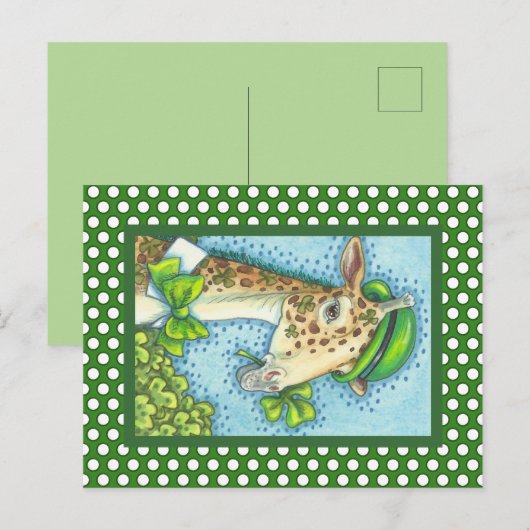 LEPRECHAUN GIRAFFE, ST. PATRICK'S DAY BRIEFKAART (Voorkant / Achterkant)