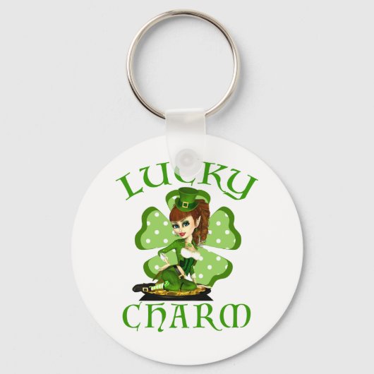 Leprechaun Girl Lucky Charm Sleutelhanger (Voorkant)