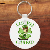 Leprechaun Girl Lucky Charm Sleutelhanger (Voorkant)