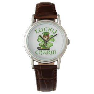 Leprechaun Girl Lucky Charm Wrist Watch Horloge