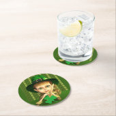 Leprechaun Girl St. Patrick's Day Paper Onderzette Ronde Kartonnen Onderzetter (Insitu)