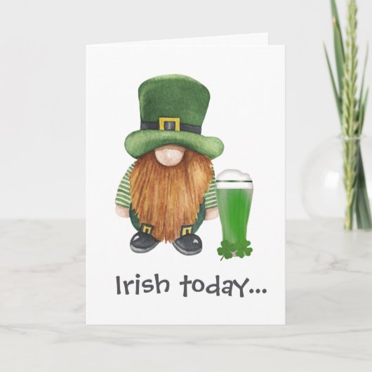 Leprechaun Gnome Beer Funny St Patricks Day Kaart (Voorkant)