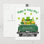 Leprechaun Gnome  Green Truck St. Paddy's Briefkaart (Voorkant / Achterkant)
