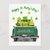 Leprechaun Gnome  Green Truck St. Paddy's Briefkaart (Voorkant)