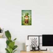 Leprechaun Gnome Happy St. Patrick's Day Shamrock Poster (Thuiskantoor)