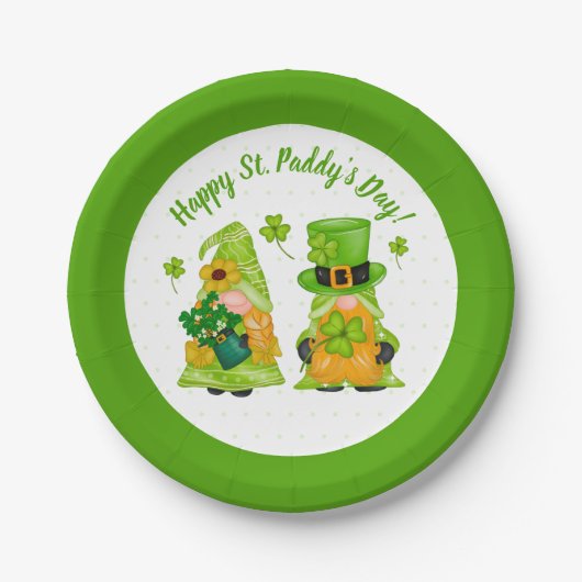 Leprechaun Gnome Shamrock Happy St. Paddy's Day Papieren Bordje (Voorkant)