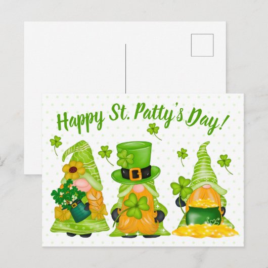 Leprechaun Gnome Shamrock Happy St. Patty's Day Briefkaart (Voorkant / Achterkant)