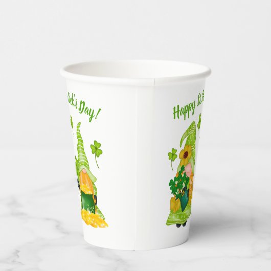 Leprechaun Gnome Shamrocks St. Patrick's Day Papieren Bekers (Rechts)
