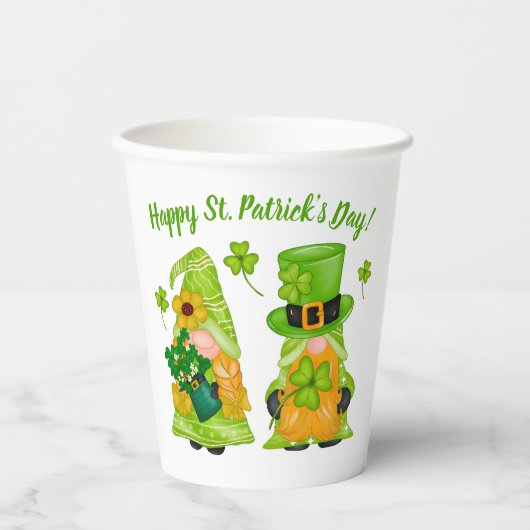 Leprechaun Gnome Shamrocks St. Patrick's Day Papieren Bekers (Voorkant)