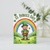 Leprechaun Gnome St. Patrick's Day Shamrock Briefkaart (Staand voorkant)