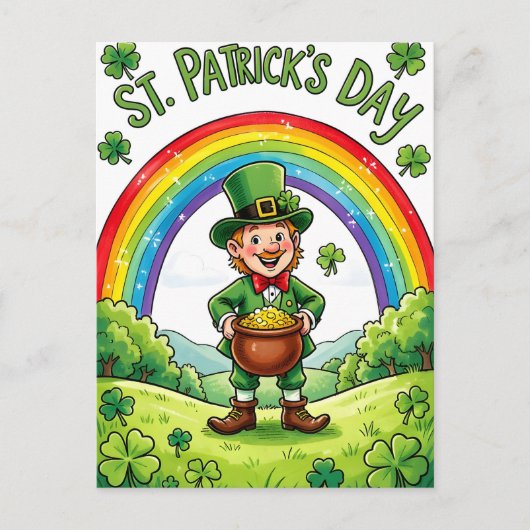 Leprechaun Gnome St. Patrick's Day Shamrock Briefkaart (Voorkant)