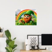 Leprechaun Gnome St. Patrick's Day Shamrock Poster (Thuiskantoor)